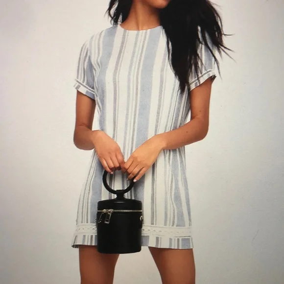 Lulus | Dresses | Lulus Blue And White Striped Embroidered Shift Dress Xs |  Poshmark